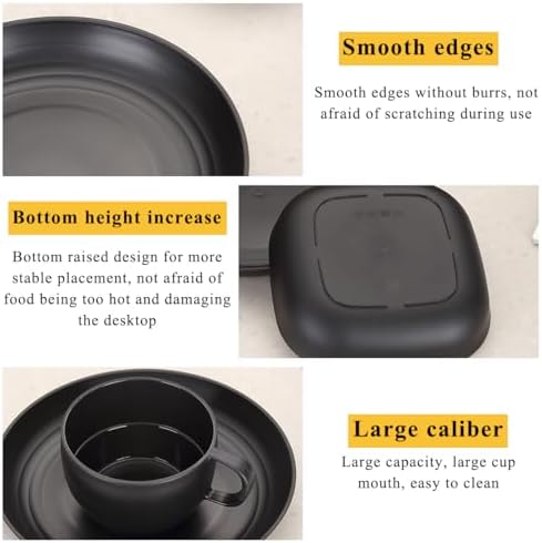 Camping Utensils, ReaNea Camping Plates and Bowls Set with Coffee Mug, Travel Cutlery Include Spoon, Fork, Knife for Home, Poolside, Outdoor, Picnic, Camp