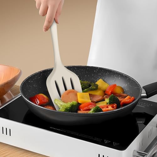 AOTHOD Silicone Cooking Utensils Set - 446°F Heat Resistant Silicone Kitchen Utensils,Spatula,Spoon, Kitchen Utensil Sets Gadgets Tools Set for Nonstick Cookware,Dishwasher Safe Bpa Free (Cream White)