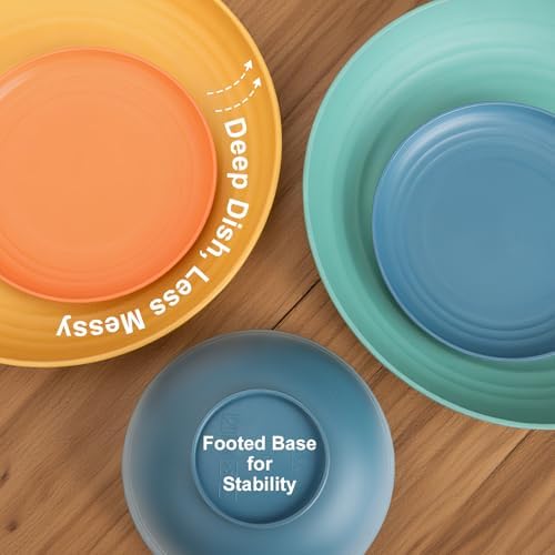 Wheat Straw Dinnerware Sets for 8, 32Piece Dishes Set for 8- Multi