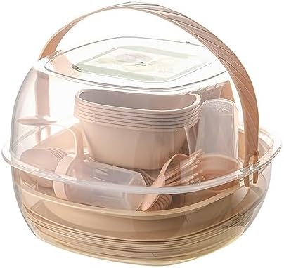 kowaku 48 Pieces Outdoor Dinnerware Set Plates Bowls Forks Spoons Cups Wear Resistant Portable Storage Box Easy to Clean Suitable for Picnic Camping