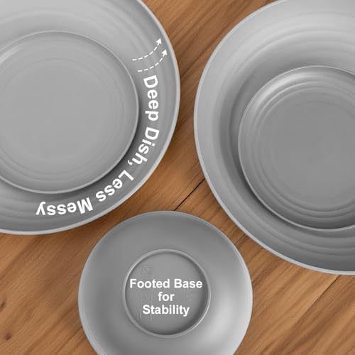 32-Piece Plastic Dinnerware Sets for 8, Dishware Sets for 8 - Grey