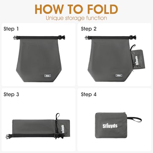 Travel Dog Food Container Pet Food Storage Bag Containers 2PCS Collapsible Travel Dog Bowls Waterproof Camping Storage Essentials Kibble Carrier 20L Easy to Clean (Grey, Large)