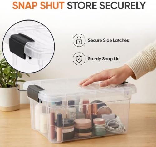 Superio Clear Storage Boxes with Lids, 3.5 Quart Plastic Container Bins for Organizing, Stackable Crates, BPA Free, Non Toxic, Odor Free, Organizers for Home, Office and Dorm, 5 Pack