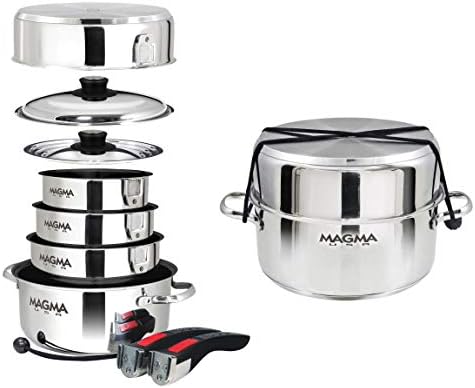 Magma A10-366-2-IND 10 Piece Stainless Steel NonStick Nesting Cookware Set