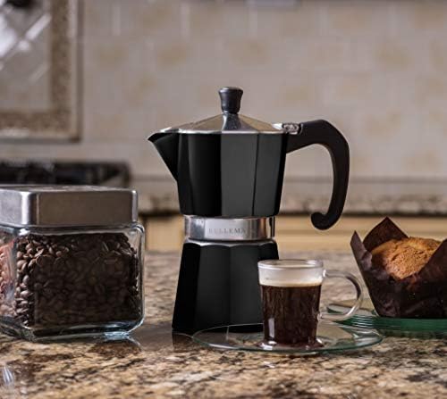 Bellemain Stovetop Espresso Maker, Italian Moka Pot, 3-Cup Black