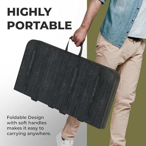Our Modern Space 34" Square Foldable Table with Built in Handle & Detachable Steel Legs | Heavy Duty Portable | Perfect for Party, Dining, Events, Picnic Indoor, Outdoor, Camping, Temporary