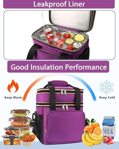 GLENKEY Expandable Lunch Box Women Insulated Soft Leakproof Cooler Bag