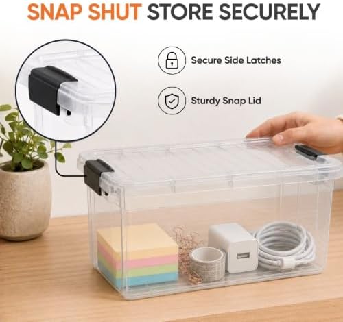 Superio 2.5 Quart Clear Plastic Storage Boxes with Lids, Stackable Organizer Containers, BPA-Free Storage Bins for Home, Office, School & Dorm, 1 Pack