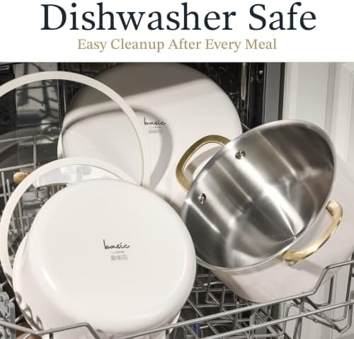 CAROTE 21pcs Tri-Ply Stainless Steel Cookware Set with Detachable Handle