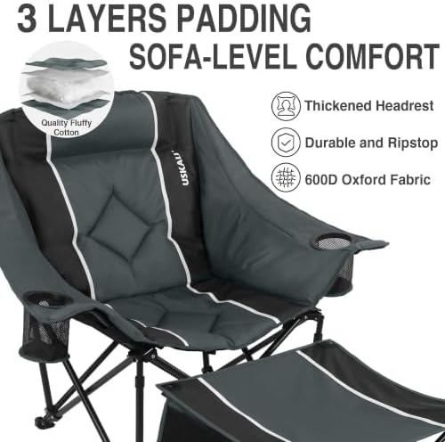 Oversized Camping Chair with Foot Rest, Heavy Duty 400 lbs
