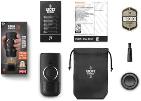 WACACO Minipresso NS2, Portable Espresso Machine, Compatible Original NS Capsules, Travel Coffee Maker, Manually Operated from Piston Action (Coal Black)