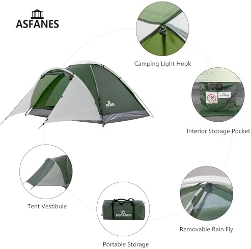 ASFANES Screened Camping Tent, 1-2 Person Waterproof, Haven Tent