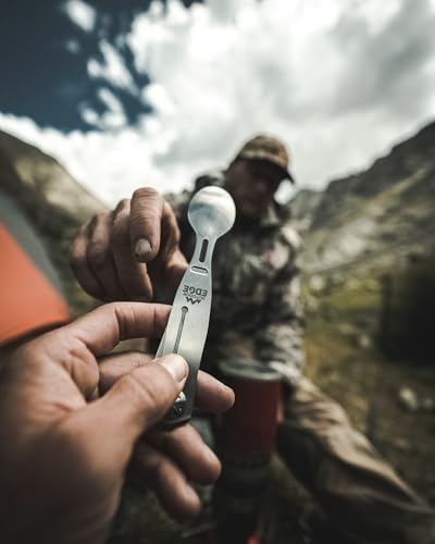 OUTDOOR EDGE Chowlite - Mealtime Multitool with Folding/Locking Fork, Spoon, Bottle Opener, Can Opener and Screwdriver - 100% Stainless Steel - Perfect for Camping, Hiking, Backpacking and Hunting