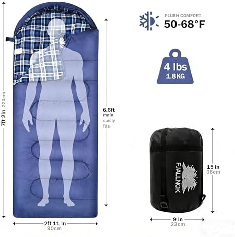 100% Cotton Flannel XXL 3-4 Season Sleeping Bags for Adults