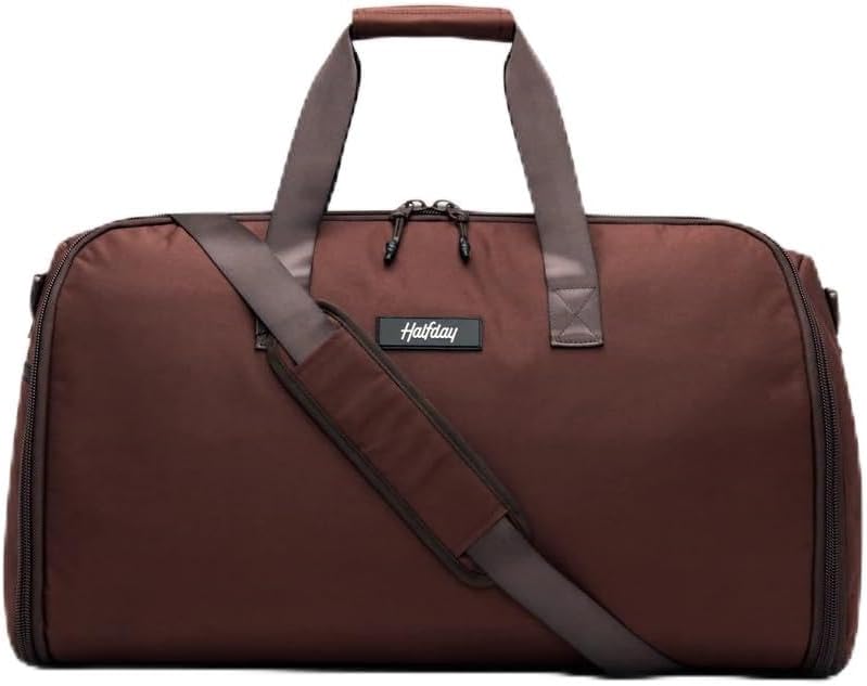 Halfday Convertible 2-in-1 Garment Duffel Weekender Bag 45L | Wrinkle-Free Travel, Hanging Suit Compartment, Shoe Pockets, Trolley Sleeve. Durable & Water-Resistant Carry-On, Port