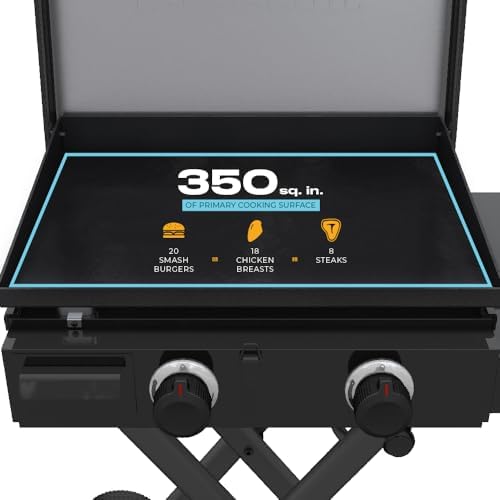 Charbroil 22" Performance Series Folding Cart 2-Burner Portable Propane Gas Griddle, Black - 463711223