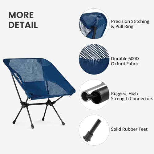CAMEL CROWN Camping Chair Heavy Duty Backpacking Chair - Ultra-Light Folding Chair with Carry Bag, Portable Compact for Outdoor, Lawn, Hiking, Beach, Picnic