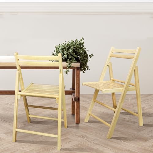 Casual Home Wooden Folding Chairs 2-Pcs Set - Natural