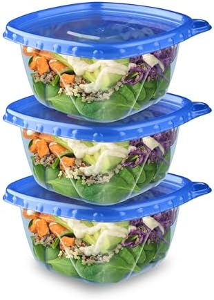 Ziploc Food Storage Meal Prep Containers Reusable for Kitchen Organization, Smart Snap Technology, Dishwasher Safe, Deep Square, 3 Count