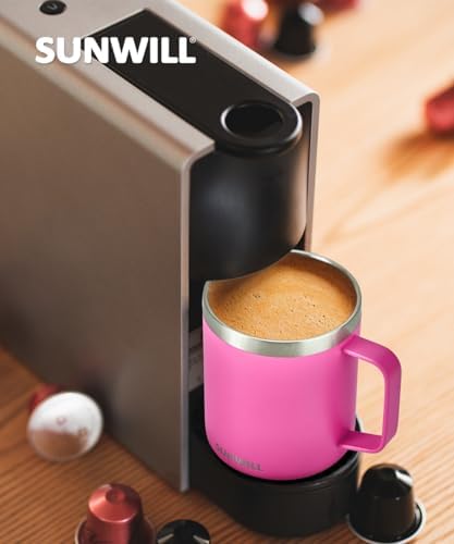 SUNWILL Insulated Coffee Mug, Stainless Steel 14 oz, Splash-Proof Lid
