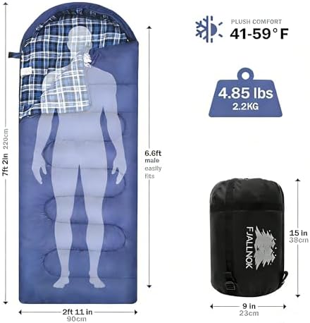100% Cotton Flannel XXL 3-4 Season Sleeping Bags for Adults