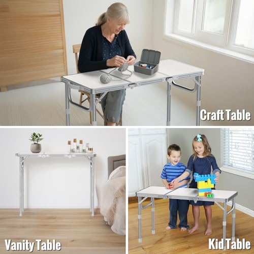 GARLLEN Folding Camping Table with Storage Bag, Portable Table 34.2"x15.7"