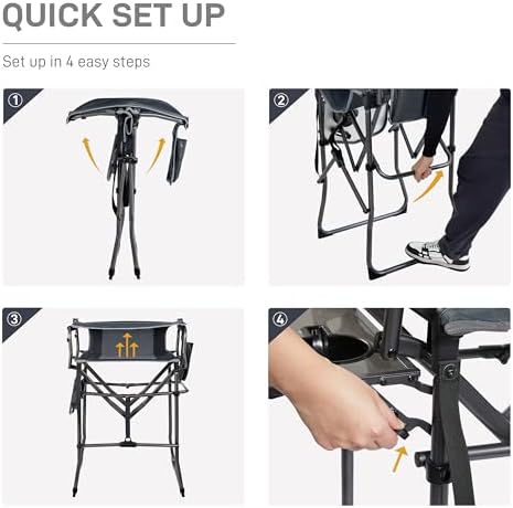 EVER ADVANCED Portable 30.7" Seat Height Tall Camping Directors Chair