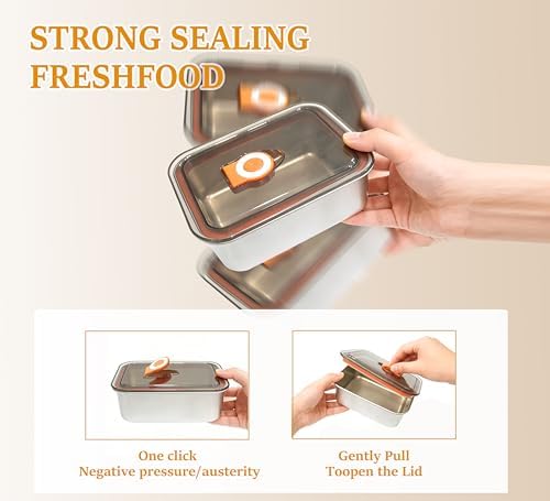 7 Pack 304 Stainless Steel Food Containers with Leakproof Lids, Reusable Metal Storage Containers, Oven/Dishwasher/Freezer Safe