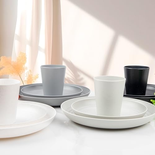 Supernal 32pcs Multicolor Reusable Wheat Straw Dinnerware Sets for 8