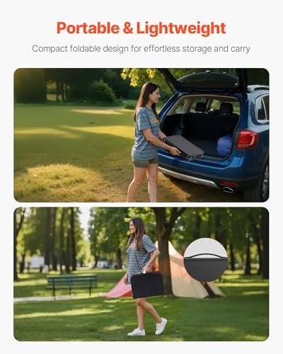 VEVOR Folding Camping Table, Adjustable Height Aluminum MDF Outdoor Portable Lightweight, for Cooking, Beach, Picnic, Travel, 24 x 16 inch