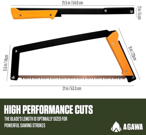 AGAWA - BOREAL21-21 Inch Folding Saw with All-Purpose Saw Blade - Camping Gear For Hiking, Fishing, Hunting, Bushcraft & Survival Kit (Black Frame/Yellow Handle)