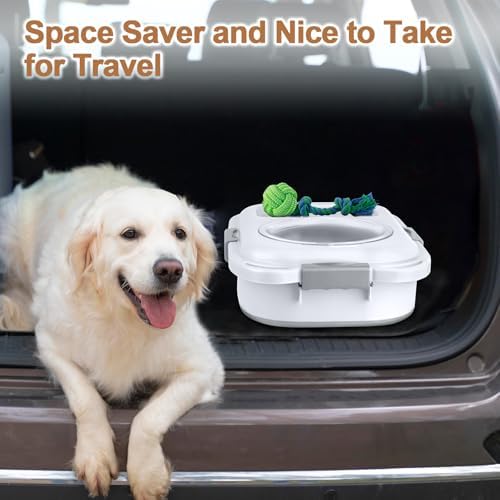 Dog Food Storage Container,10-25 lbs Airtight Collapsible Cat Food Storage Container with Attachable Wheels, Portable Handle, Dog Food Scoop for Dog Cat Bird Pet Dry Food Storage Bin Light Grey