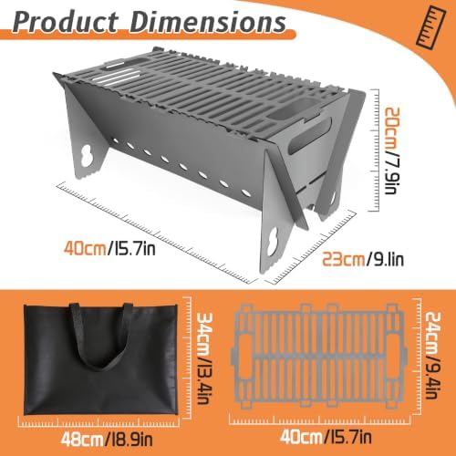 Portable charcoal Grill,Foldable Heavy Duty Camping,Non-Toxic