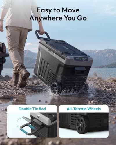 EUHOMY 35QT 12 Volt Refrigerator,Dual Zone -4℉~68℉ Portable Freezer for Car