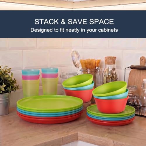 42 Piece Dinnerware Set for 6, Unbreakable Plates and Bowls Sets