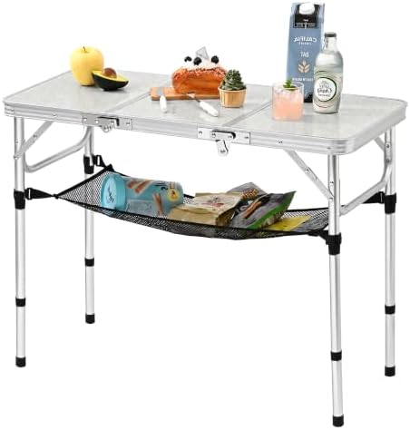 Folding Camping Table,35"L x16"W Aluminum Camp Table with Adjustable Height