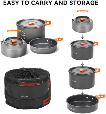 10pcs Camping Cookware Mess Kit, Outdoor Cooking Utensil Set, CT603