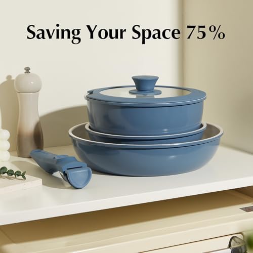 Redchef Nonstick Ceramic Cookware Set, Non Toxic Pots and Pans Set, 5 Pcs