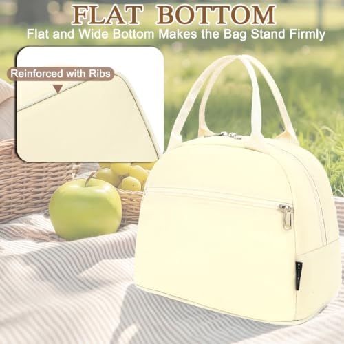 FlowFly Insulated Lunch Cooler Bag - Tote Bag Organizer for Women/Men, Beige