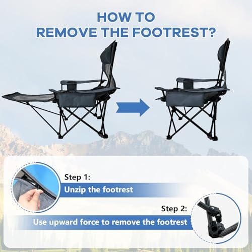 2-Pack Reclining Camping Chair 4 Position with Foot Rest Comfortable for Adults 265Ibs Folding Lounger Mesh Beach Chair with Cooler Bag and Cup Holder for Outdoor Patio