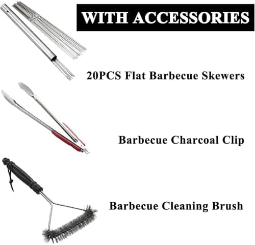 Charcoal Grill, Portable BBQ Grill with Removable Stand Accessories