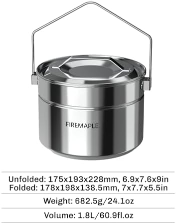 Firemaple Antarcti 1.8L Stainless Steel Pot Food Grade SUS304 Camping Pot