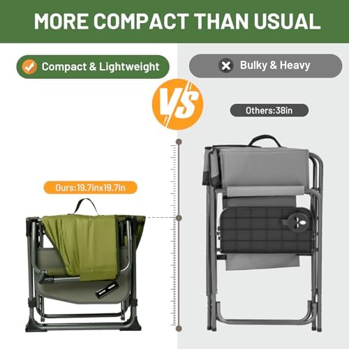 TIMBER RIDGE 400lbs Heavy Duty Camping Chair Portable Directors Chair