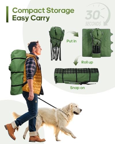 Padded Double Camping Chair Loveseat Oversized Camping Couch, Green