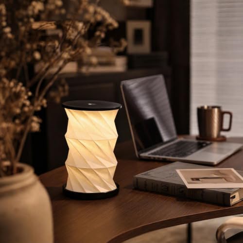 LONRISWAY Portable Travel Paper Lamp with Touch Dimmer, Rechargeable Foldable LED Table Lamp, Warm Light Battery Powered Night Light for Bedroom, Living Room, Camping, Gift for Women Men