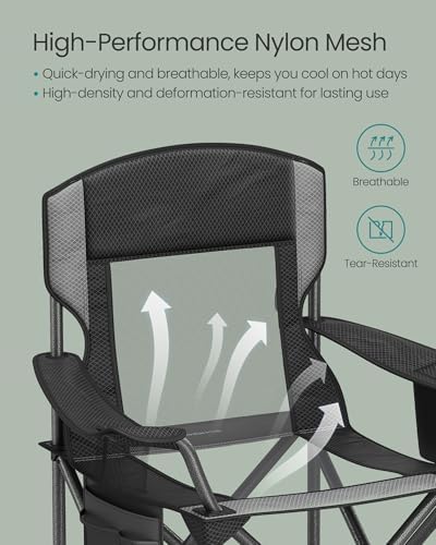 SONGMICS Breathable Camping Chair, High Back, Drink Holder