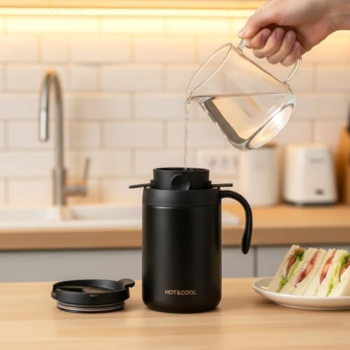 Portable 16oz Pour Over Coffee Maker Set with Spoon and Brush