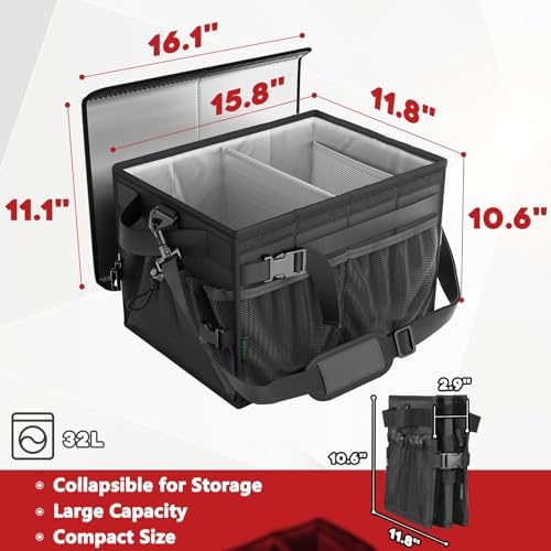 FANGSUN Grill Caddy with Lid, Foldable BBQ Caddy with Paper Towel Holder