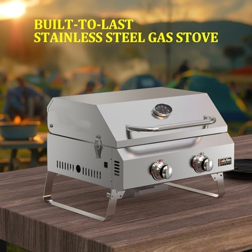 ONLYFIRE GRILLS Tabletop Gas Grill 2 Burners, Portable BBQ Grill, GS322