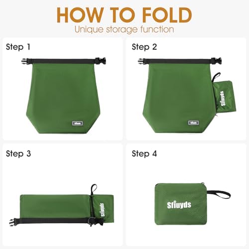Dog Food Travel Bag Pet Food Container2PCS Collapsible Dog Travel Bowls and Zipper Side Pocket 20L (Green, Large)